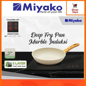 MIYAKO Fry Pan White Marble Series / Penggorengan 18 20 22 24 26 28 cm (Induksi Anti Lengket)