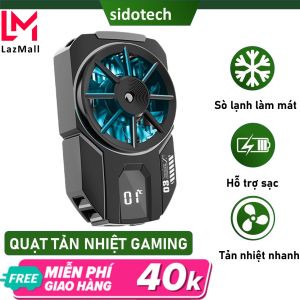 Quạt tản nhiệt điện thoại sò lạnh SIDOTECH DLA3 phong cách gaming làm lạnh sâu đèn led hiển thị nhiệt độ quạt 9 cánh chống ồn chơi game pubg freefire liên quân mobile tăng FPS giảm ping tránh giật lag - Hàng chính hãng