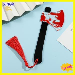 XINGK ชุดธีมสยองขวัญสุดสร้างสรรค์1ชิ้นของขวัญที่คั่นหนังสือมีพู่อะคริลิคใส