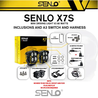 Original SENLO X7S Mini Driving Light V3 80 Watts MDL for Motorcycles Cars - Auxiliary Light Fog Light 1 YEAR WARRANTY