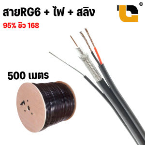 สาย RG6 ไฟ สลิง 95% ชิว 168 RG6+power+sling สำหรับเดินสายกล้องวงจรปิด