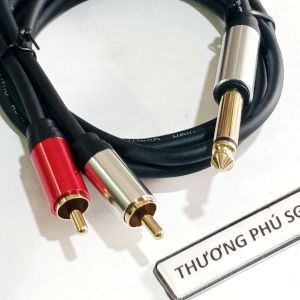 Cáp 6 ly ra AV 2 đầu dài 1.5m (Chuẩn 6 ly Mono ra 2 AV Hoa sen) / Cáp dày TỐT