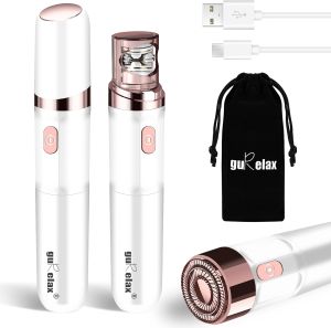 Gurelax Facial Hair Remover Hair Removal Epilator for Women Plucker for Face Lip 2-in-1 Epilation System All Ages and Skin Typeswith Brush Pouch