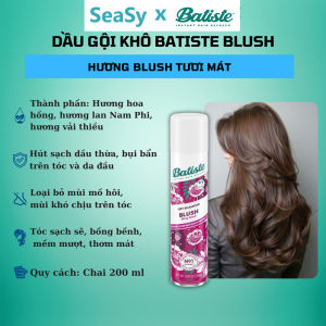 Dầu Gội Khô Batiste Dry Shampoo-Dầu gội không silicone mini dạng xịt hết bết dính tóc|SEASY STORE