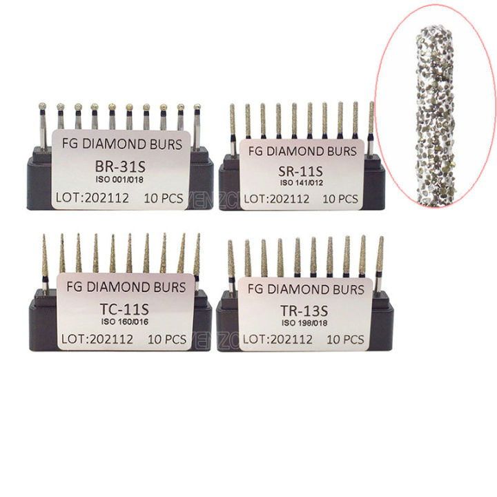 10pcs Dental Diamond Burs Drill Super Coarse Diamond Diaburs for High