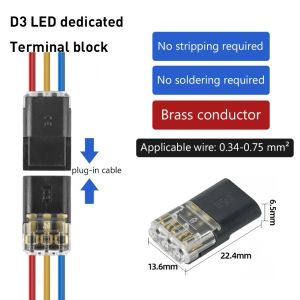 Local 1 2 3 Pin Plug Docking D Type Electrical Connector LED Automotive Wiring No Break Lines Connector Strip Terminal Connection