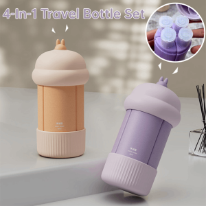Travel Dispenser Bottle Set Shampoo Body Wash 4in1 Portable Dispenser Bottle