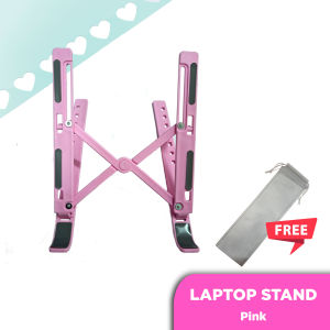 Portable Laptop Stand Fordable FREE Storage Pouch Bag - Pink