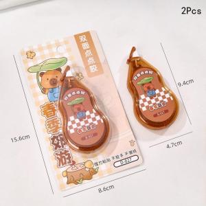 【จัดส่งภายใน 2-3 วัน】 2ชิ้นการ์ตูน capybara กดจุดกาวลูกกลิ้งเทปกาวสองหน้าความจุขนาดใหญ่จ่ายปากกาบัญชีมือเทปบัญชี