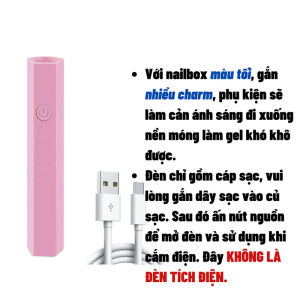 Đèn Hơ Móng Mini UV LED 1 Đèn Cầm Tay Nhỏ Gọn Kèm Sạc USB Máy Hơ Gel Móng Mini Di Động Nhanh Khô Dễ Dàng Mang Theo