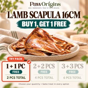 1 For 1 | 1PC+1PC PawOrigins Dehydrated 16cm Lamb Scapula Dog Chew | Air Dried Novel Protein Dental Chew [SG]