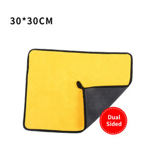 【Dual-Sided】Thickened Microfiber Car Wash Towels Reusable Plush Cleaning Drying Cloth Hemming Car Care Cloth