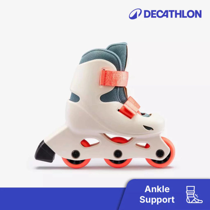 Decathlon Kids Beginner Inline Skates Adjustable Size Beige