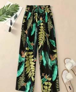 Elegant Floral Print High-Waist Wide-Leg Full-Length Pants for Women CC
