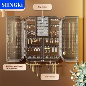 SHNGki Treo Tường Công Suất Lớn Lưu Trữ Đồ Trang Sức Hộp Bông Tai Vòng Cổ Hiển Thị Đứng Thanh Lịch Trang Trí Công Phu Đồ Trang Sức Chủ Phong Cách Bắc Âu