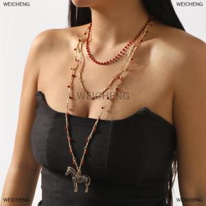 [COD] WEICHENG Personalized Enamel Zebra Pendant Necklace Vintage Metal Trend Jewelry Zebra Earrings For Women
