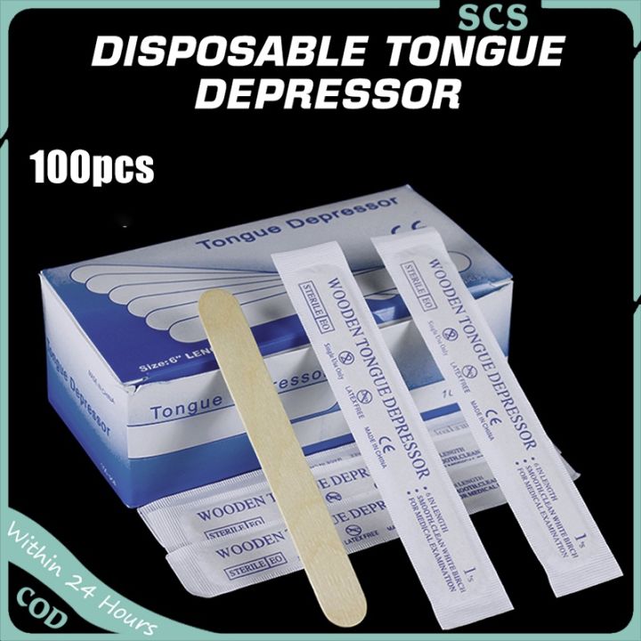 100pcs/box Disposable Wax Stick Ice Cream Stick Sterile Tongue ...