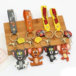 Tom and Jerry Anime Toy Keychain Car Key Bag Pendant Cute Cat And Mouse Cartoon Action Doll Collectibles Childrens Gift Toys
