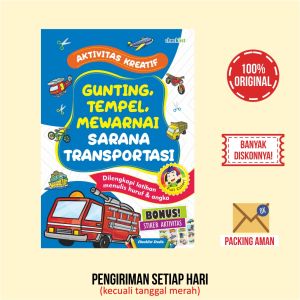 Aktivitas Kreatif Gunting Tempel Mewarnai Sarana Transportasi Full Color Bonus Stiker