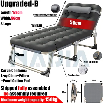 NAIJIA Lazy Chair KERUSI MALAS Folding Chair Foldable Camping chair indoor outdoor Lounge Reclining Bed for Office Livingroom Bedroom折叠椅折叠床