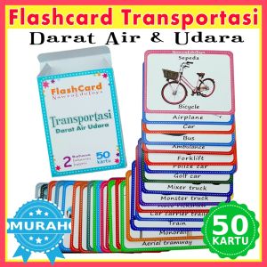 Flashcard ALAT TRANSPORTASI Darat Air Udara Kartu Pintar Belajar Flash Card Transportation
