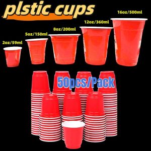 50Pcs Plastic Cup American Red Cups Shot Glass Party Festival Disposable Partyneeds Supplies