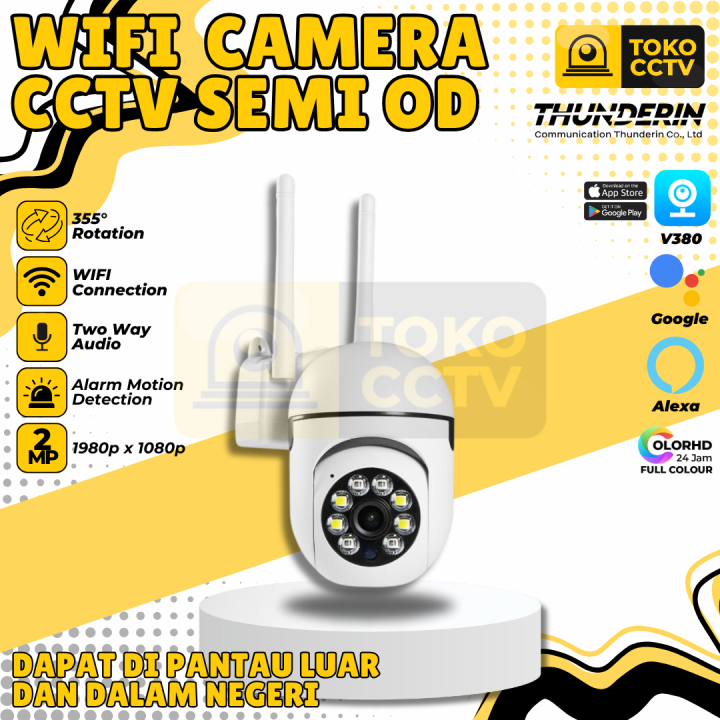 Camera WIFI IP Mini PTZ Semi Outdoor V380 Support Audio Dan Color Vu