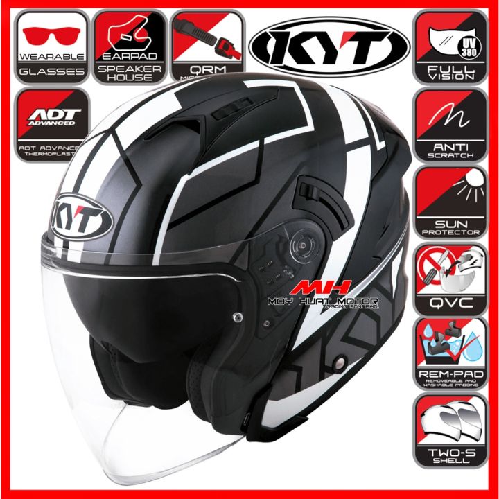 ORIGINAL KYT NFJ MOTION WHITE GLOSS DOUBLE VISOR HELMET Ece