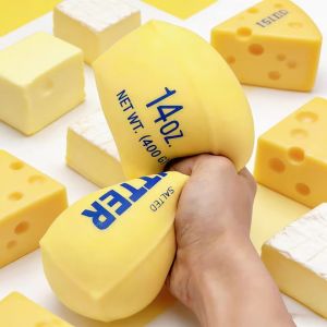 14CM Butter Stick Fidget Toys Squishy Elastic Cheese Stick Funny Decompression Stress Anxiety Relief Squeeze Prank Toy Relax
