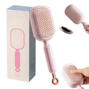 2026 Upgrade Retractable Cushion Massage Comb Anti Static Self Cleaning Hair Brush for Women and Men Anti Static Pull Ring Air Cushion Massage Brush for All Hairs Types (Blue)