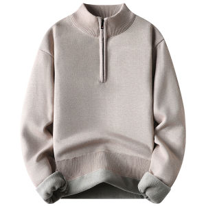 Mens Half Zip Sweater Soft Warm Pullover Casual Turn-down Collar Sweatshirts Knit Jumpers Fleece Lining Mens Fashion Tops