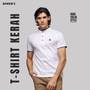 AKMENS T-Shirt Pria Kerah Sanghai 1.0 White