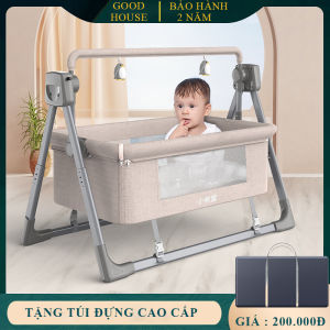 Nôi điện tự động điều khiển từ xa cho bé kết nối bluetooth có màn chống muỗi và phát nhạc tặng kèm túi đựng cao cấp BH 2 năm