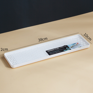 NineHub ถาดรองน้ำชาพลาสติกสองชั้น ไม้เลียนแบบ ถาดรองน้ำอเนกประสงค์ สไตล์เรียบง่าย