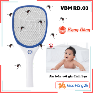 Vợt bắt muỗi Rạng Đông VBM RD.03 cao cấp - Tuổi thọ cao an toàn cho gia đình nạp xả được nhiều lần có đèn LED chiếu sáng - BH 12 tháng