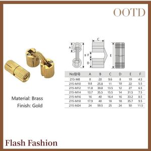[Falsh F] Copper Brass Furniture Hinges 8-24mm Cylindrical Hidden Cabinet Concealed Invisible Door Hinges For Hardware Gift Box