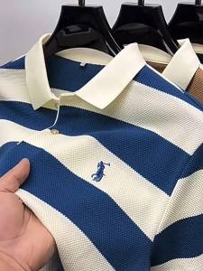 2025 แขนสั้นผู้ชาย Paul ระดับไฮเอนด์ฤดูร้อน t เสื้อเชิ้ตลายทางบล็อกสี POLO ผู้ชายเสื้อเชิ้ตปักลายสำหรับการค้าต่างประเทศ