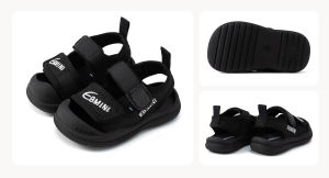 EBMINI childrens sandals for ages 10 months to 6 years. Black and white color options. Velcro strap design. Breathable material. Suitable for casual wear. Sizes 16-19 and 22-27.E25B120