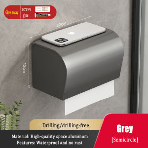 MEIDOO Waterproof Metal Aluminum Tissue Holder Bathroom Rack Tissue Box Wall Mounted Free-Drilling