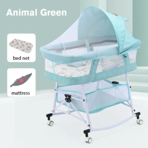 EPOMAKER 0-3years Baby Crib Complete Set Baby Cradles for Newborn Baby Bed Portable Bassinet with Rocker Swing Crib