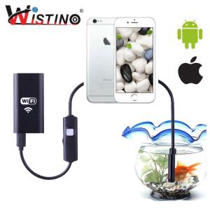 Wistino HD 720P Mini Wifi Endoscope Camera For Smartphone Android PC 1M Length Hard Cable Snake Cable 8mm Len Ip67 Waterproof Inspection Surveillance Tube Camera Pipe Camera