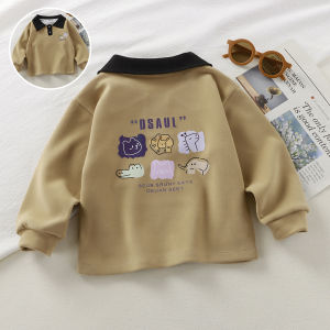 เสื้อโปโลหลวมๆ เข้าชุดแฟชั่นสำหรับเด็กผู้หญิง 25 ตัวในฤดูใบไม้ผลิและฤดูใบไม้ร่วง เสื้อสเวตเตอร์กันหนาวสำหรับเด็กผู้ชาย【BabyBuddyShop】