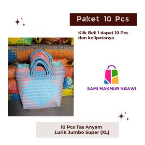 PAKET HEMAT 10 PCS Tas Anyam Plastik Lurik   SUPER JUMBO XL Untuk Belanja Parcel Hajatan Sembako