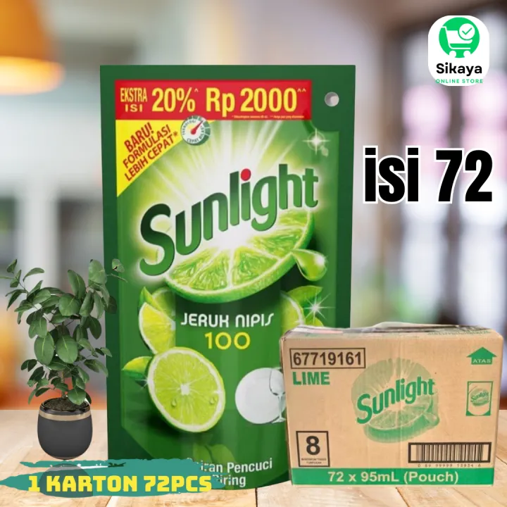 72 pcs Sunlight Per Dus Kemasan Refill 90 ML Sabun pencuci piring ...