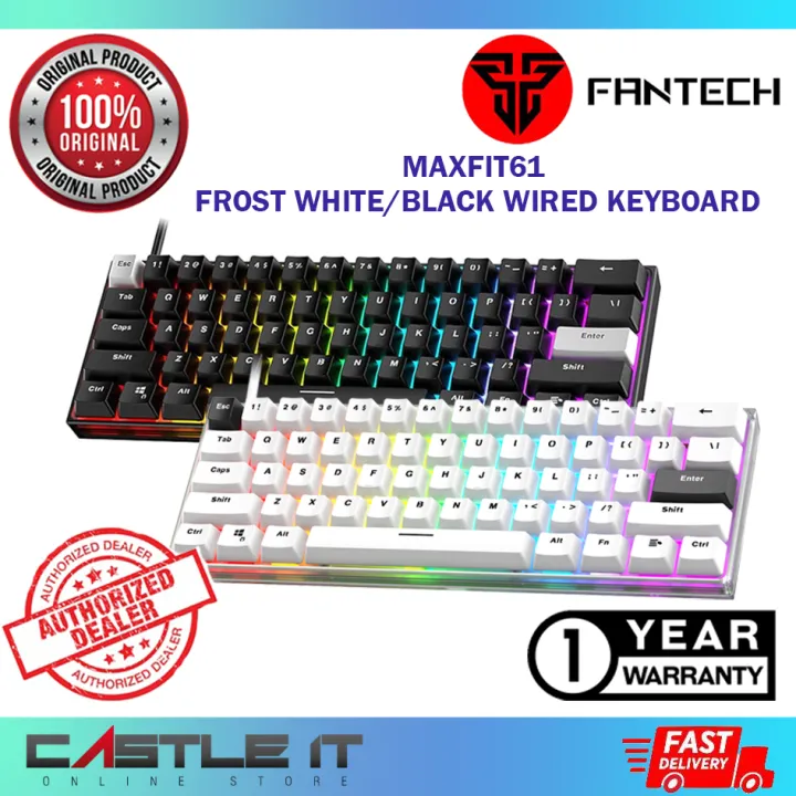 Fantech MK857 MAXFIT61 Frost BLACK WHITE RGB Lighting Effects Wired MECHANICAL Gaming Keyboard ALL KEYS ANTI-GHOSTING