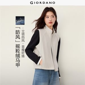 GIORDANO Women Vests Softshell Fleece-Lined Windproof Vests Stand Collar Zip Front Fashionable Casual Warm Vests 13376771