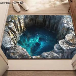 WP💓💛💖 3D Visual Polyester Cloth Floor Mat For Household Bathroom Door Absorbent And Non Slip Foot Mat Easy To Maintain