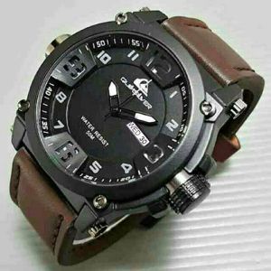 Jam Tangan Pria Cowok Quiksilver Tanggal Aktif Tali Kulit  Anti Air
