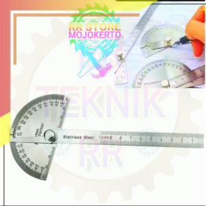 New!! Penggaris Busur Derajat / Sudut Besi / Stainless Steel Protractor / Angle Ruler / Finder 180 / Half Circle ( BISA COD )