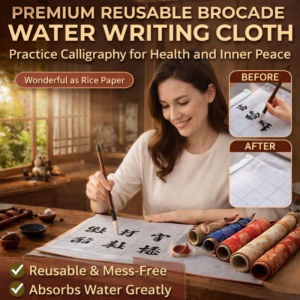 Water Writing Cloth Satin Calligraphy Practice Mat Reusable Chinese Brush Writing Training Pad Beginners Calligraphy Exercise Kit